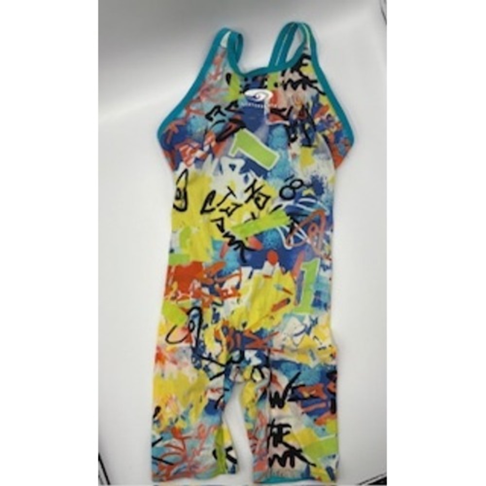 Blueseventy‎ Nero Fit Swimsuit W10 Multicolor Graffiti Tech Suit Kneeskin Youth